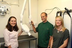 Pictured are oral care specialist, Lisa Milella, Clive McPherson from Abbey Veterinary Group and Marie-Louise Bennett from Pedigree.