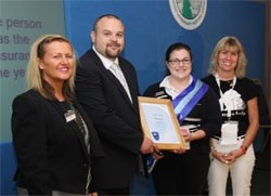 L-R) Former BVNA President, Donna Lewis, Petplan Business Developer, Spencer Jones, Petplan Insurance Advisor Award winner, Kelli Vogt and Jill Robinson MBE.