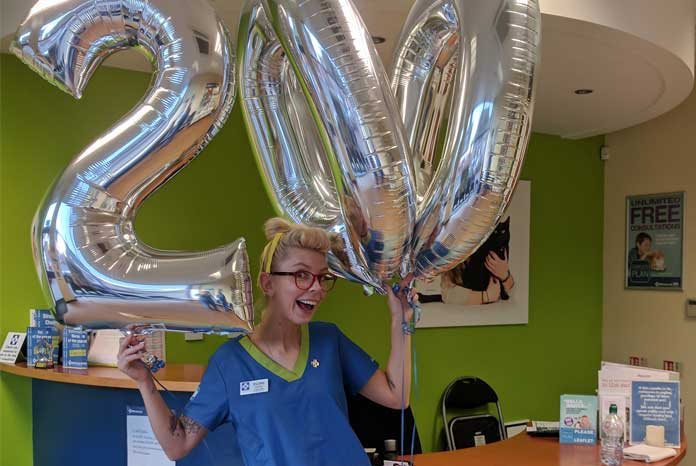 White Cross Vets, the family-run veterinary group with 16 practices across the West Midlands and the North of England, has recruited its 200th employee: Eilona Savage